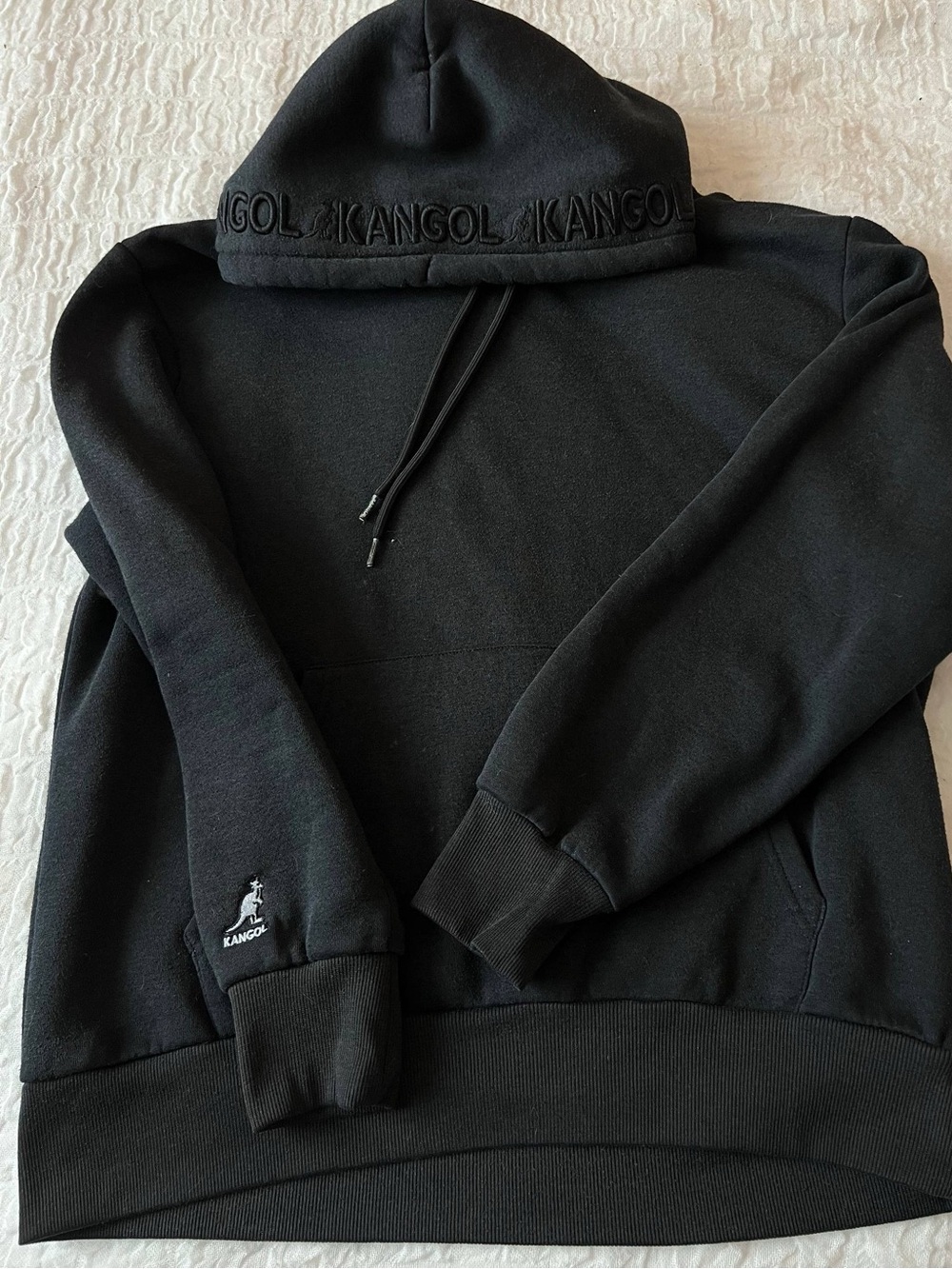 Kangol Men's Black Crewneck Hoodie with Embroidered Logo
